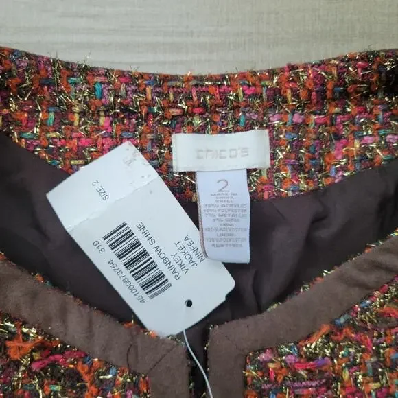 Chico's Rainbow Shine Vikey Wool Blend Multicolor Blazer Jacket Women Sz 2 / L - Picture 16 of 16